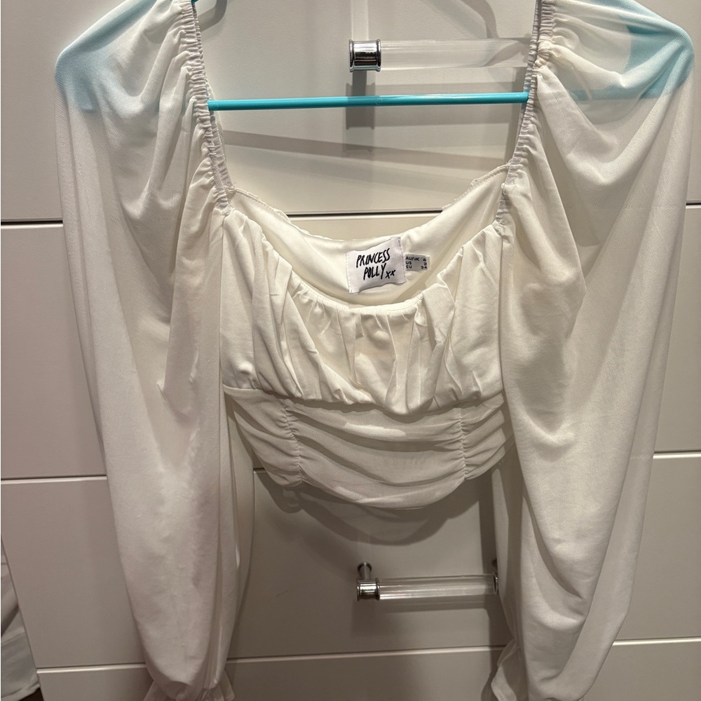 Princess Polly Cream Ruched Blouse
